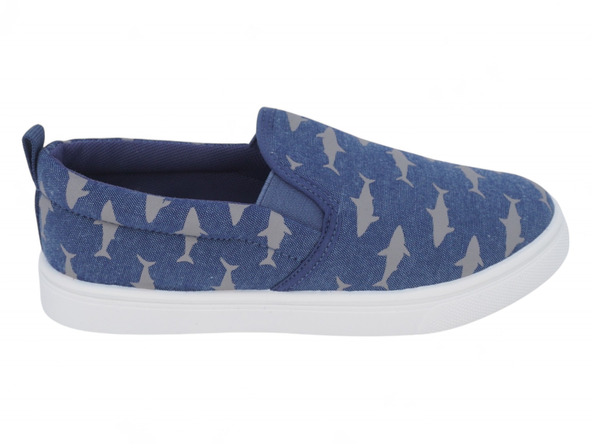 Boys' Blue Shark Canvas Slip On