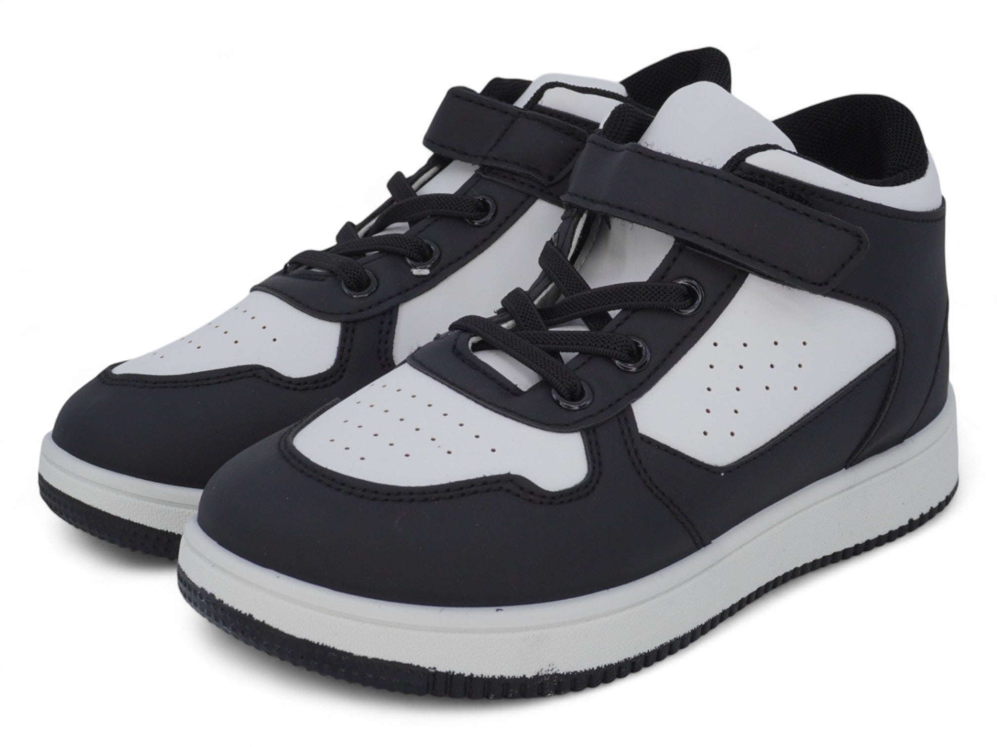 Boys' Black & White Mid Top Sneaker 2.0