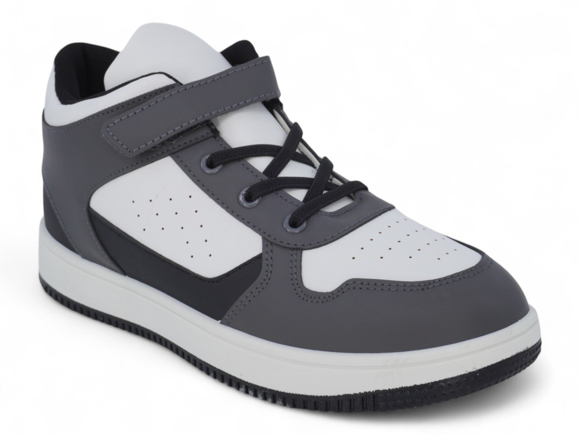 Boys' Black & Gray Mid Top Sneaker