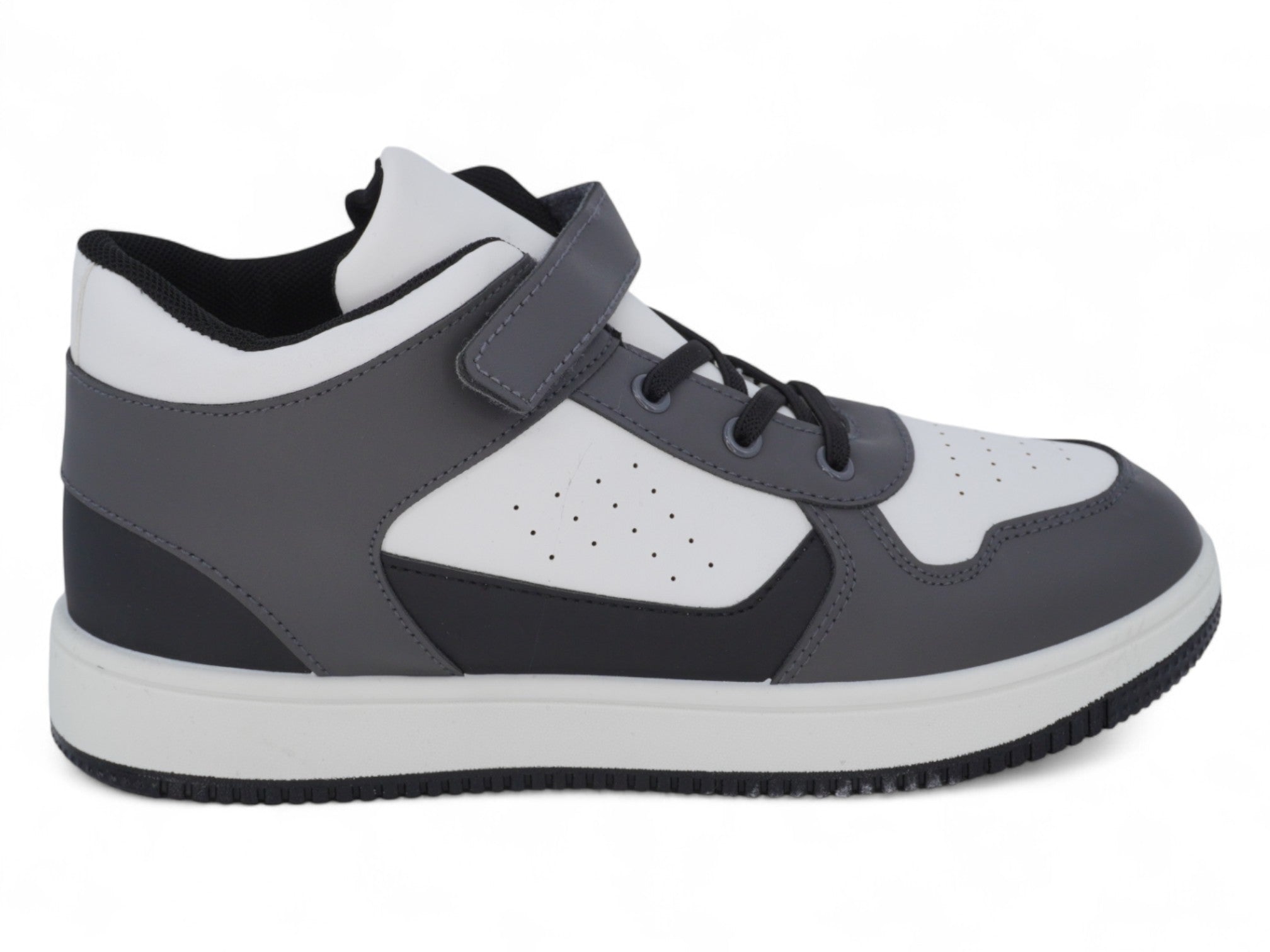 Boys' Black & Gray Mid Top Sneaker