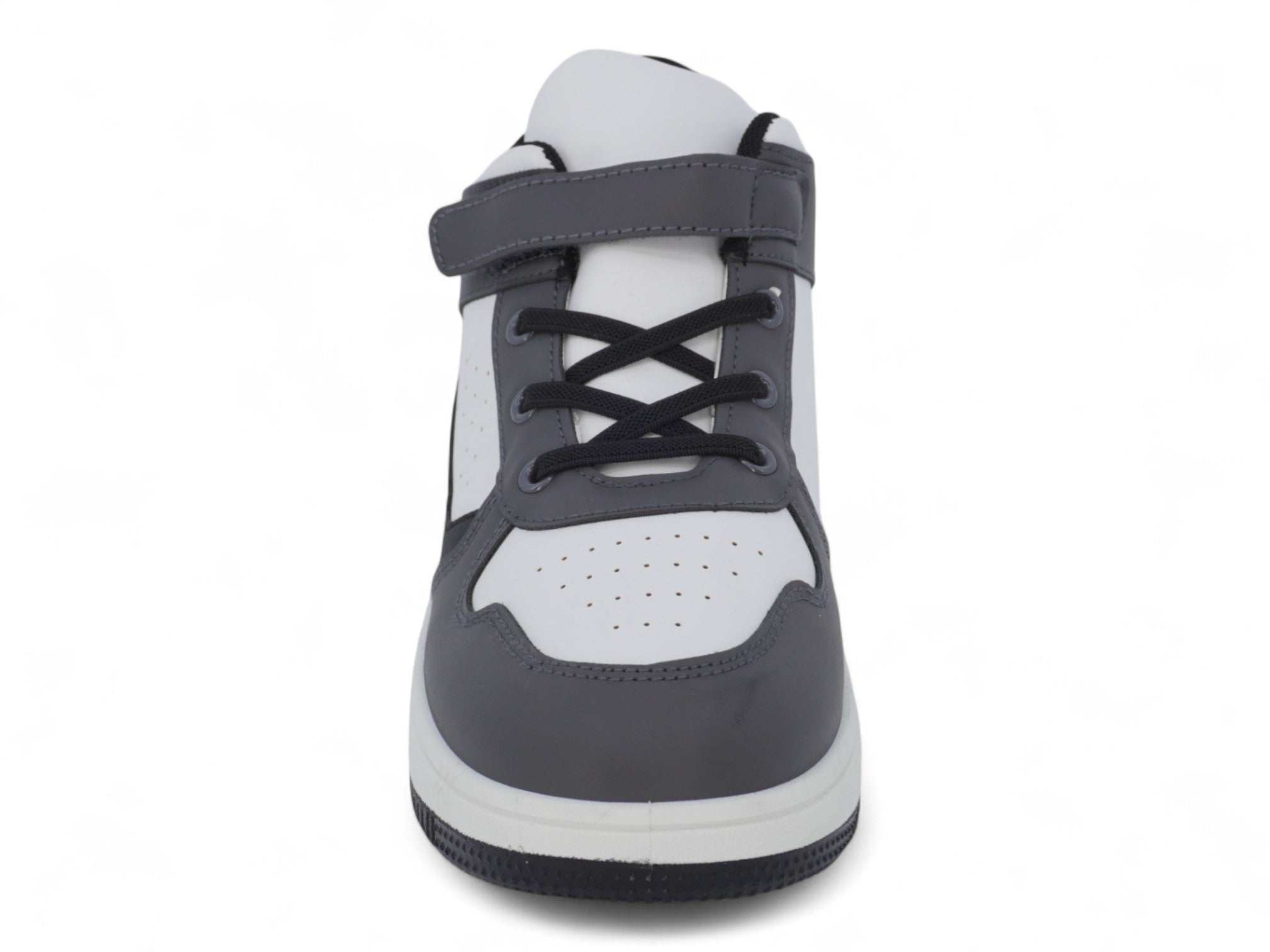 Boys' Black & Gray Mid Top Sneaker