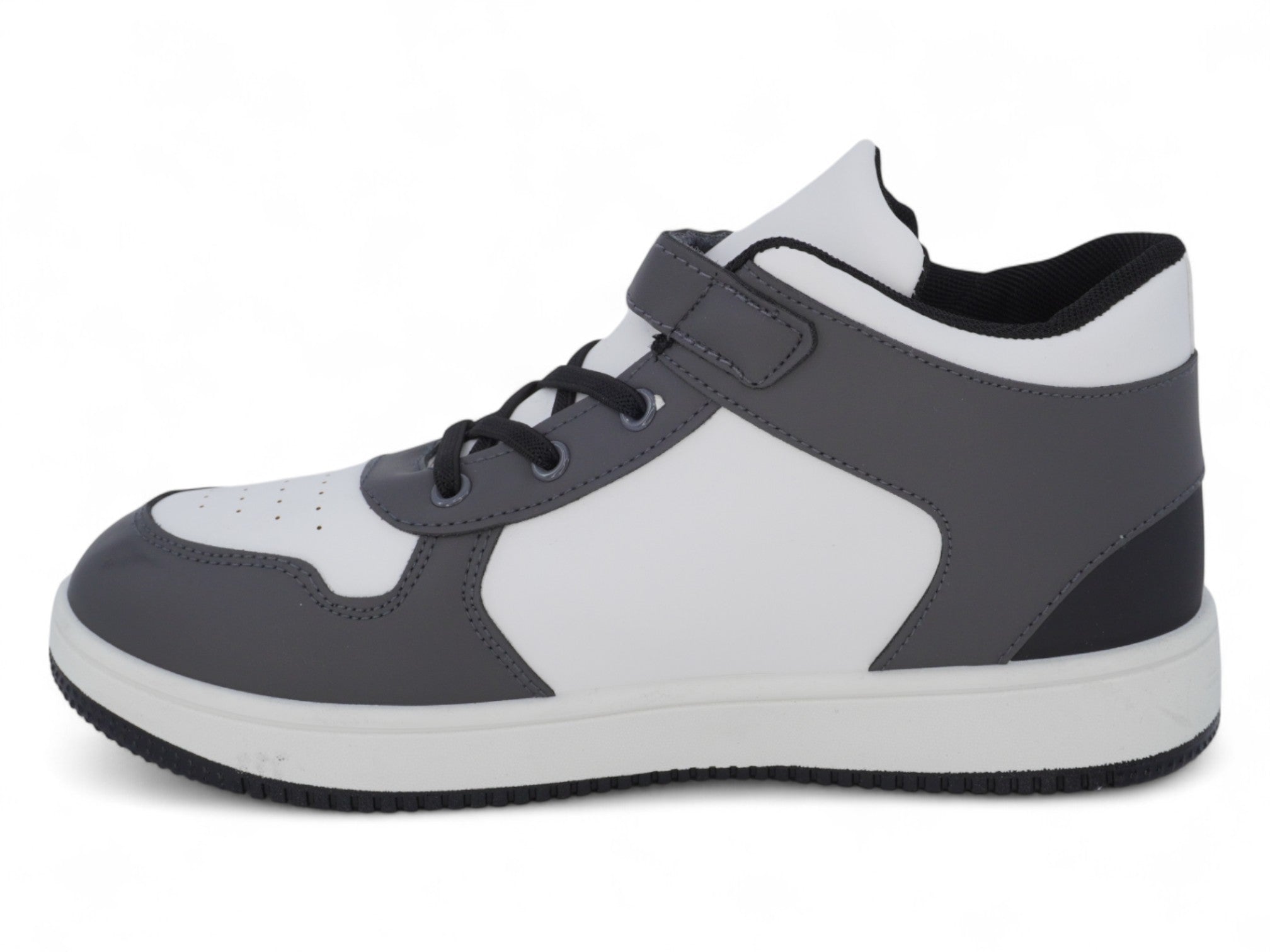 Boys' Black & Gray Mid Top Sneaker