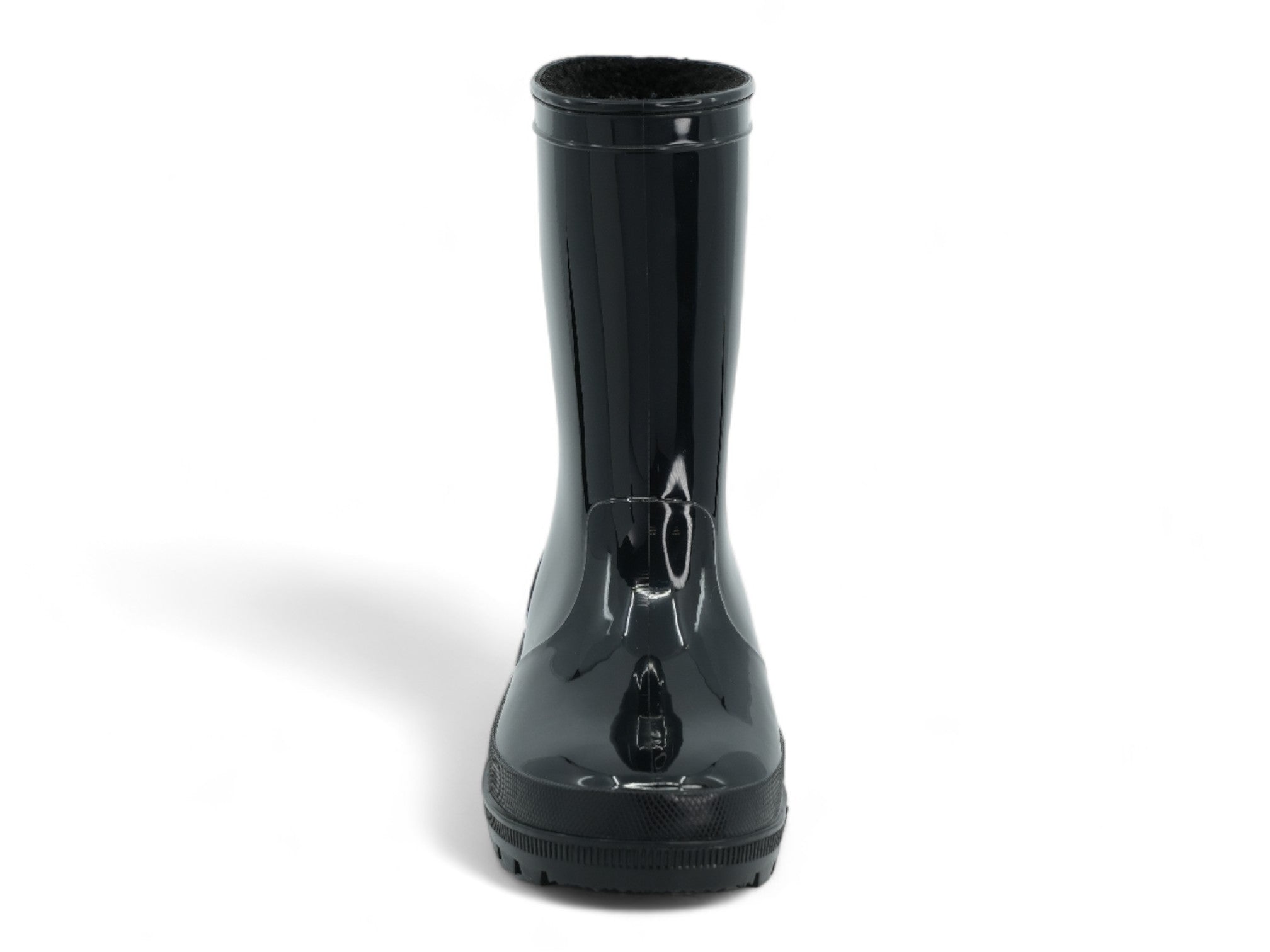 Boys' Black Glossy Sherpa Rainboot