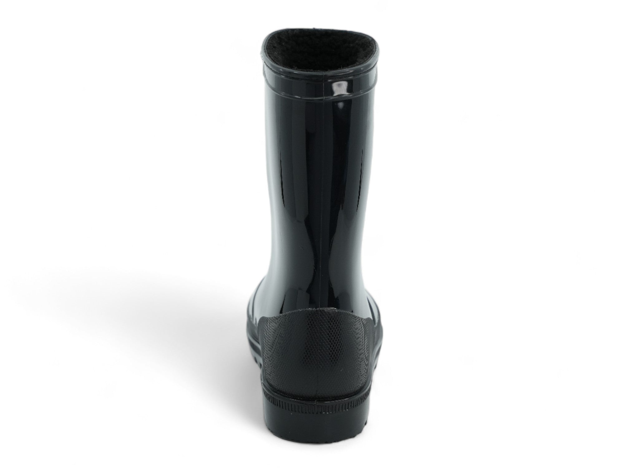 Boys' Black Glossy Sherpa Rainboot