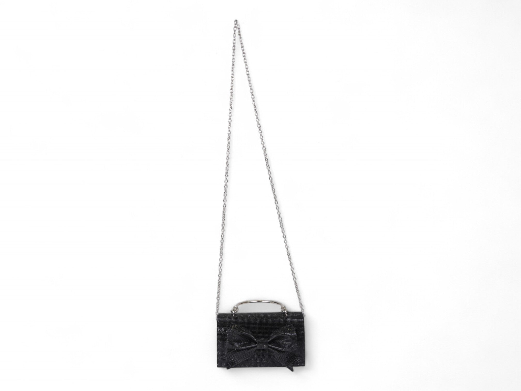 Black Satin Pearl Brooch Clutch