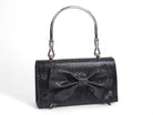 Black Satin Pearl Brooch Clutch
