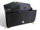 Black Satin Pearl Brooch Clutch