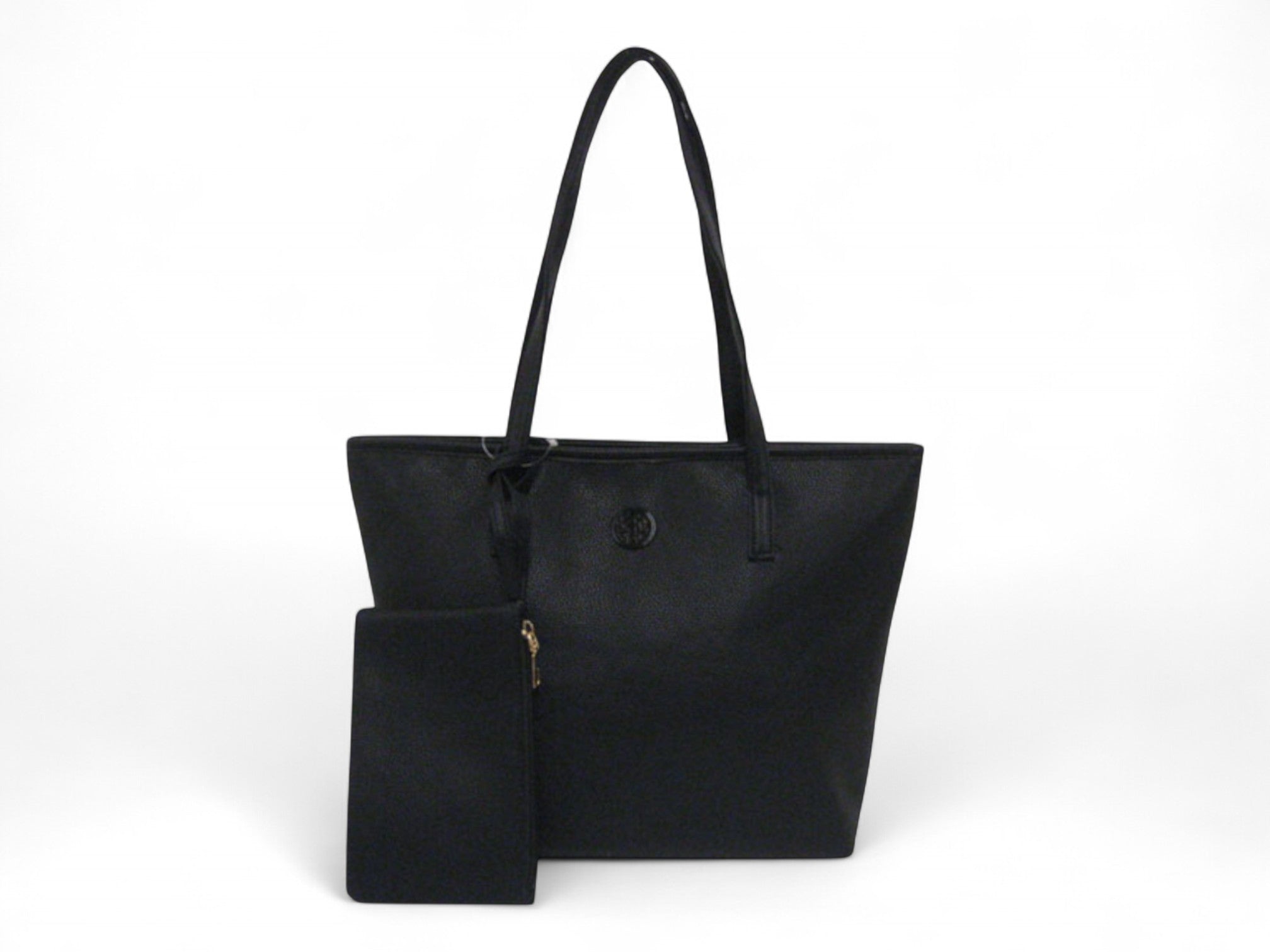 Black carry all tote with wallet
