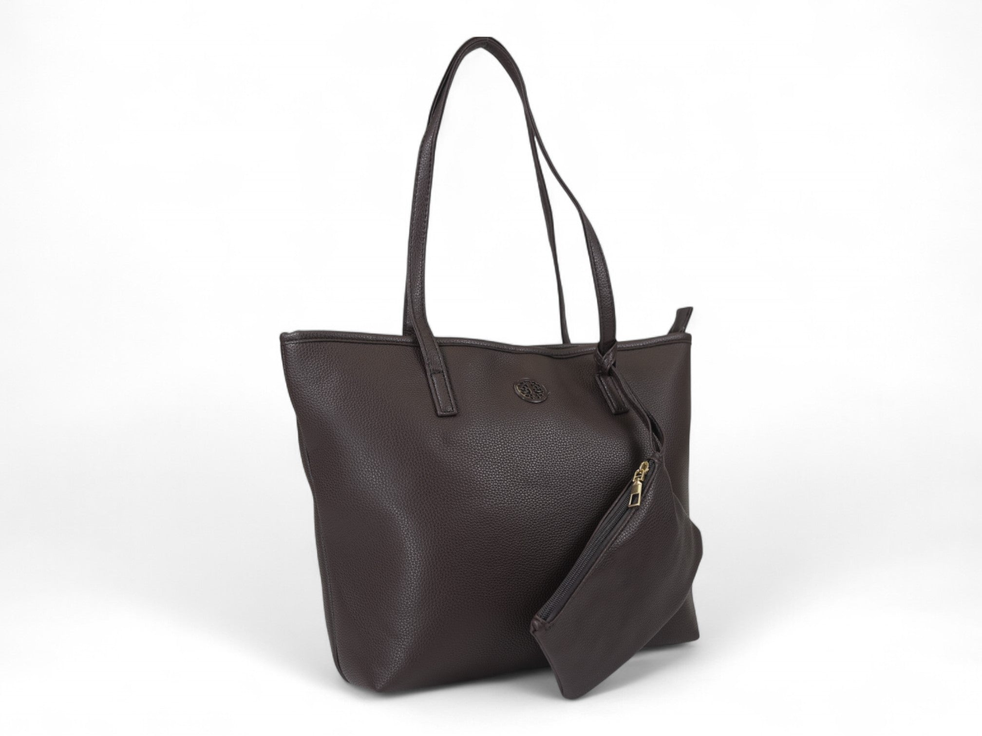 Brown carry all tote with wallet