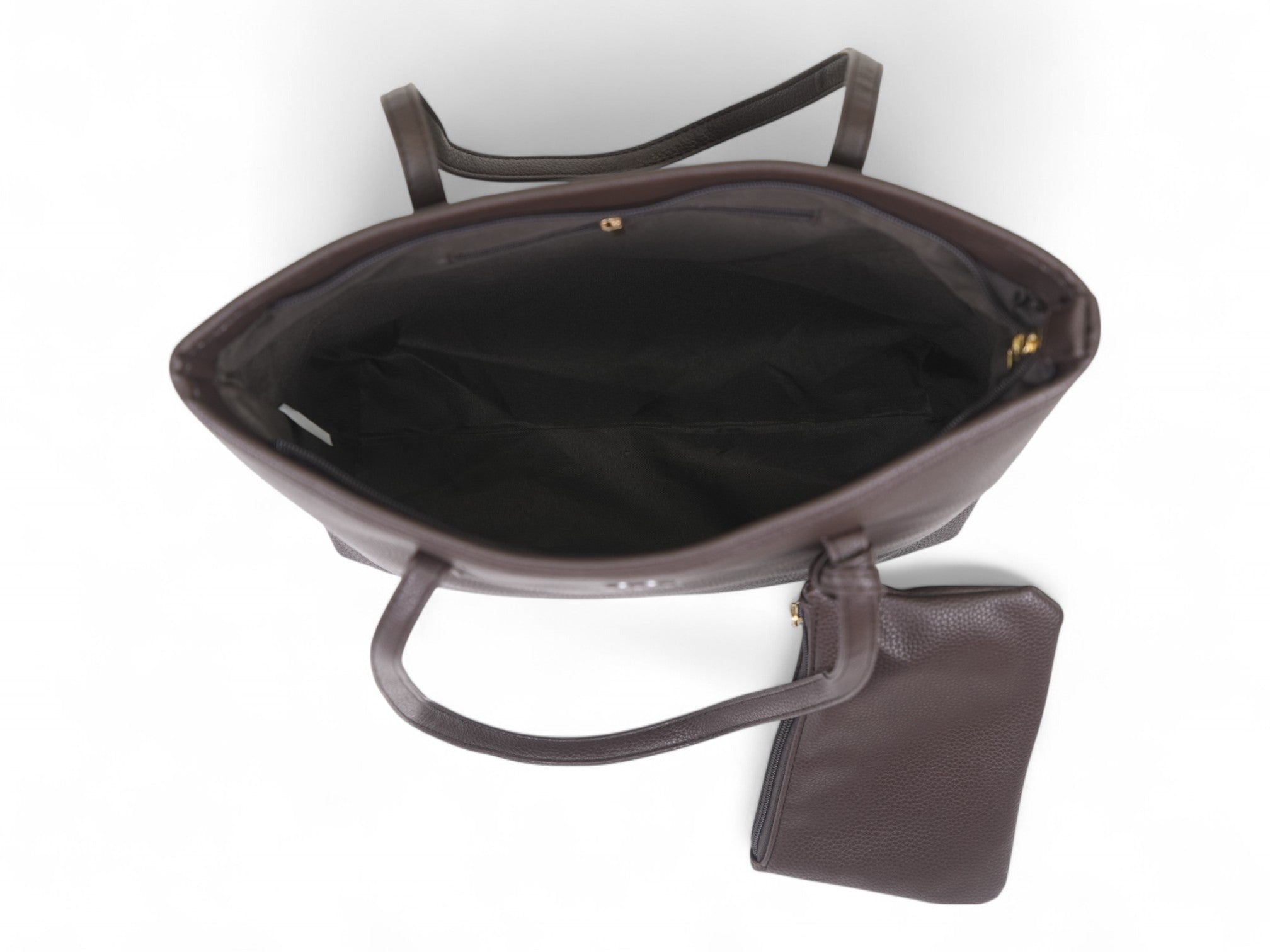 Brown carry all tote with wallet