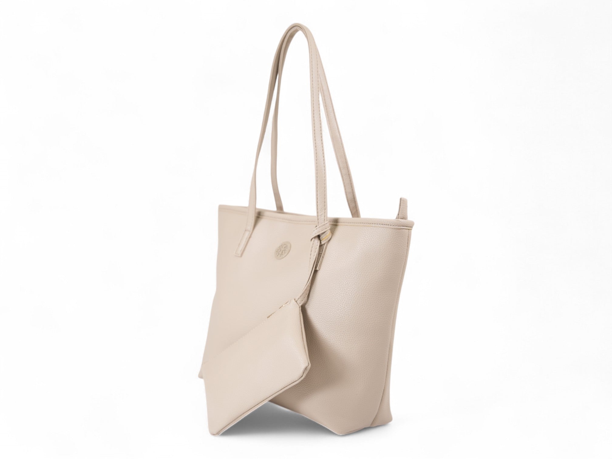 Taupe carry all tote with wallet