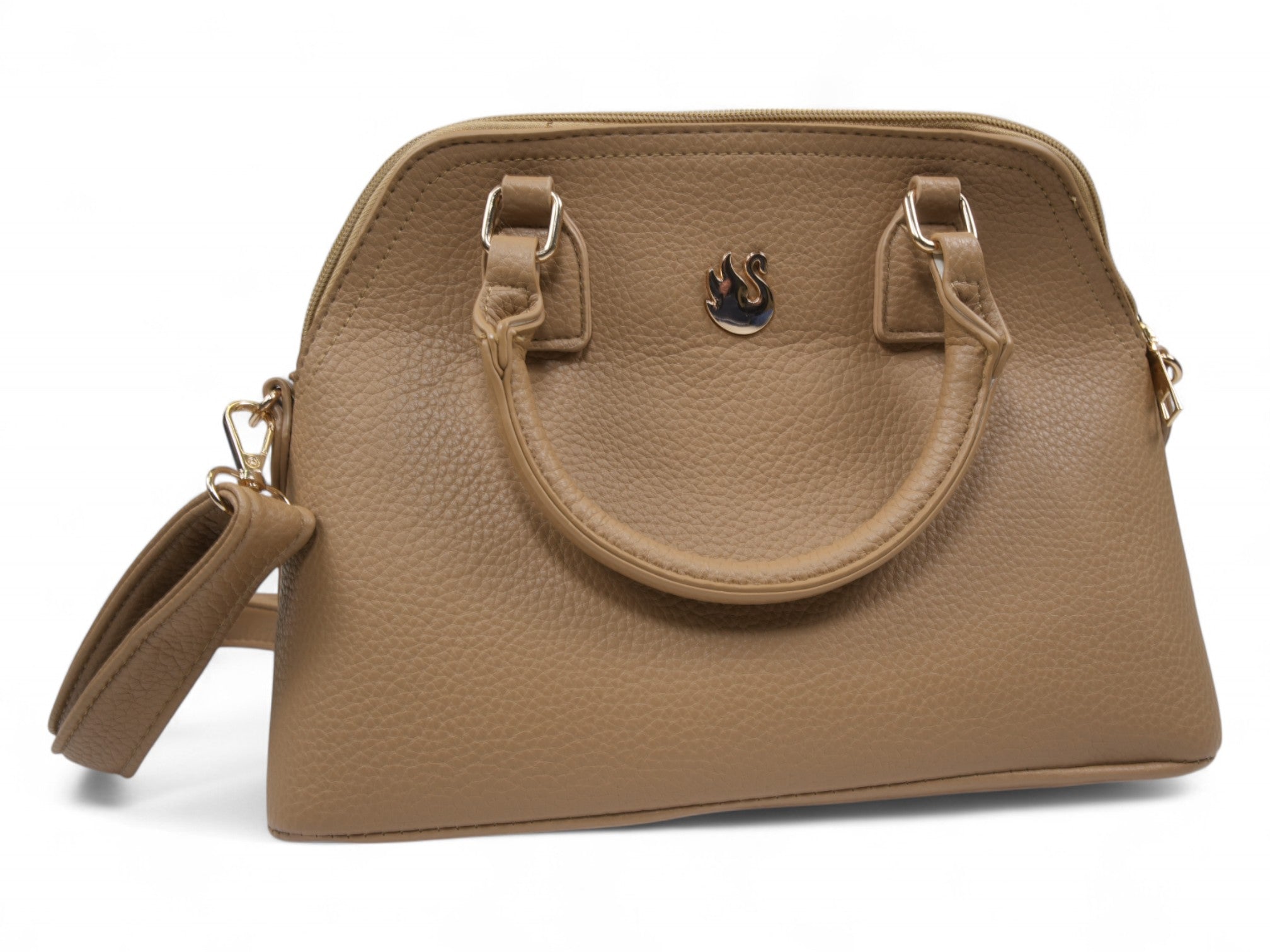 Taupe Satchel Double Handle