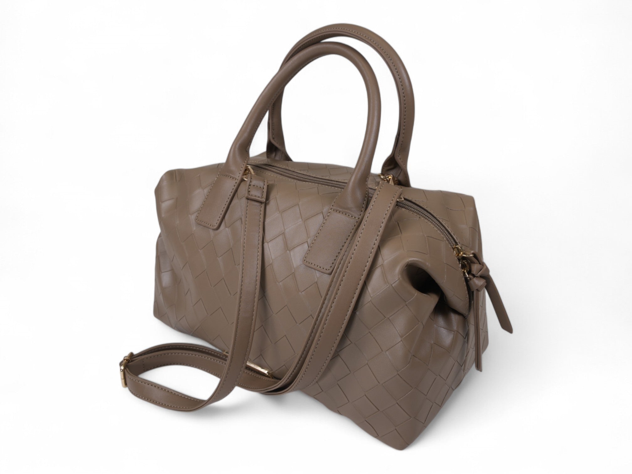 Taupe Woven Satchel Bag