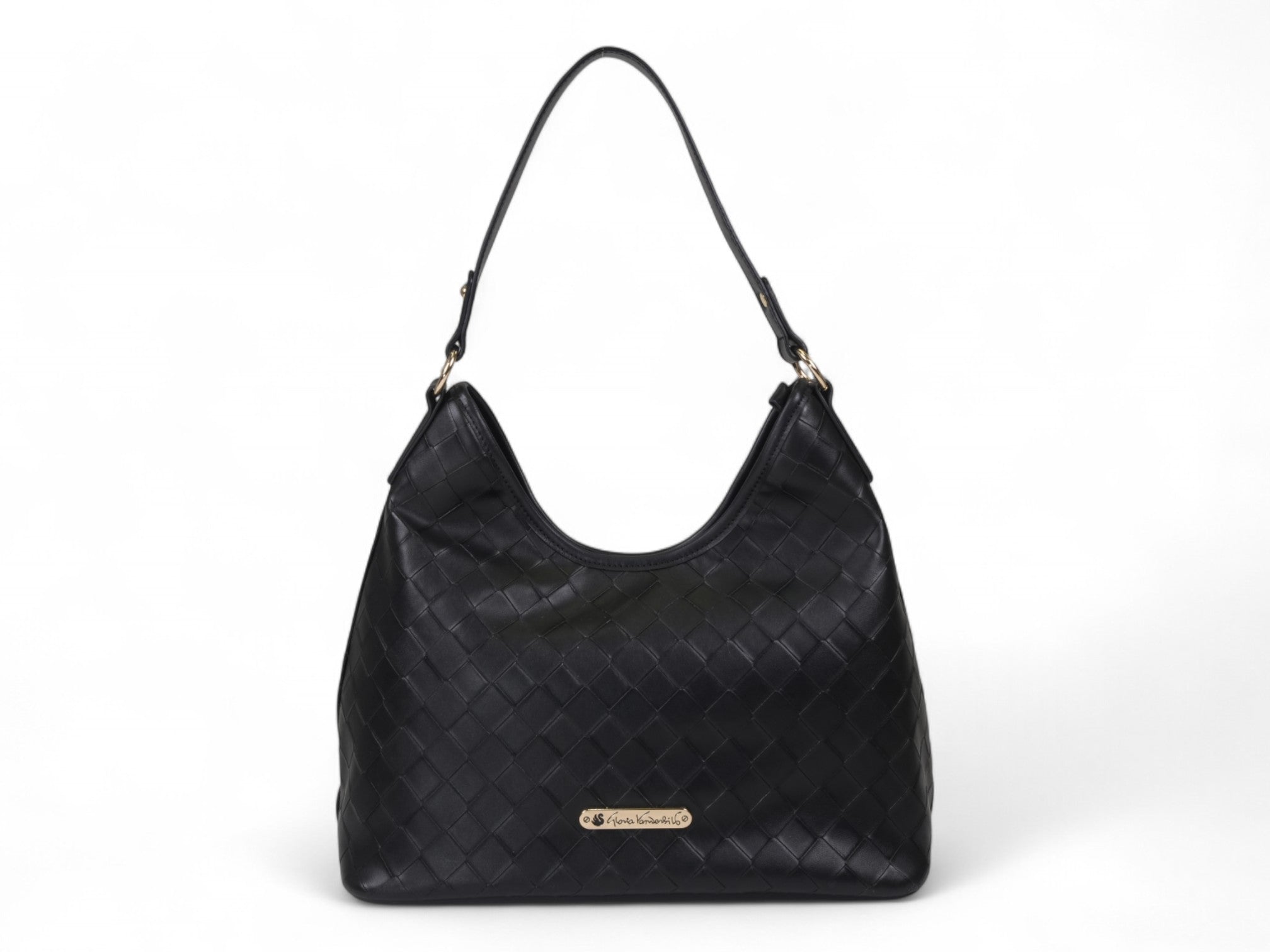 Black Large Woven Hobo Bag