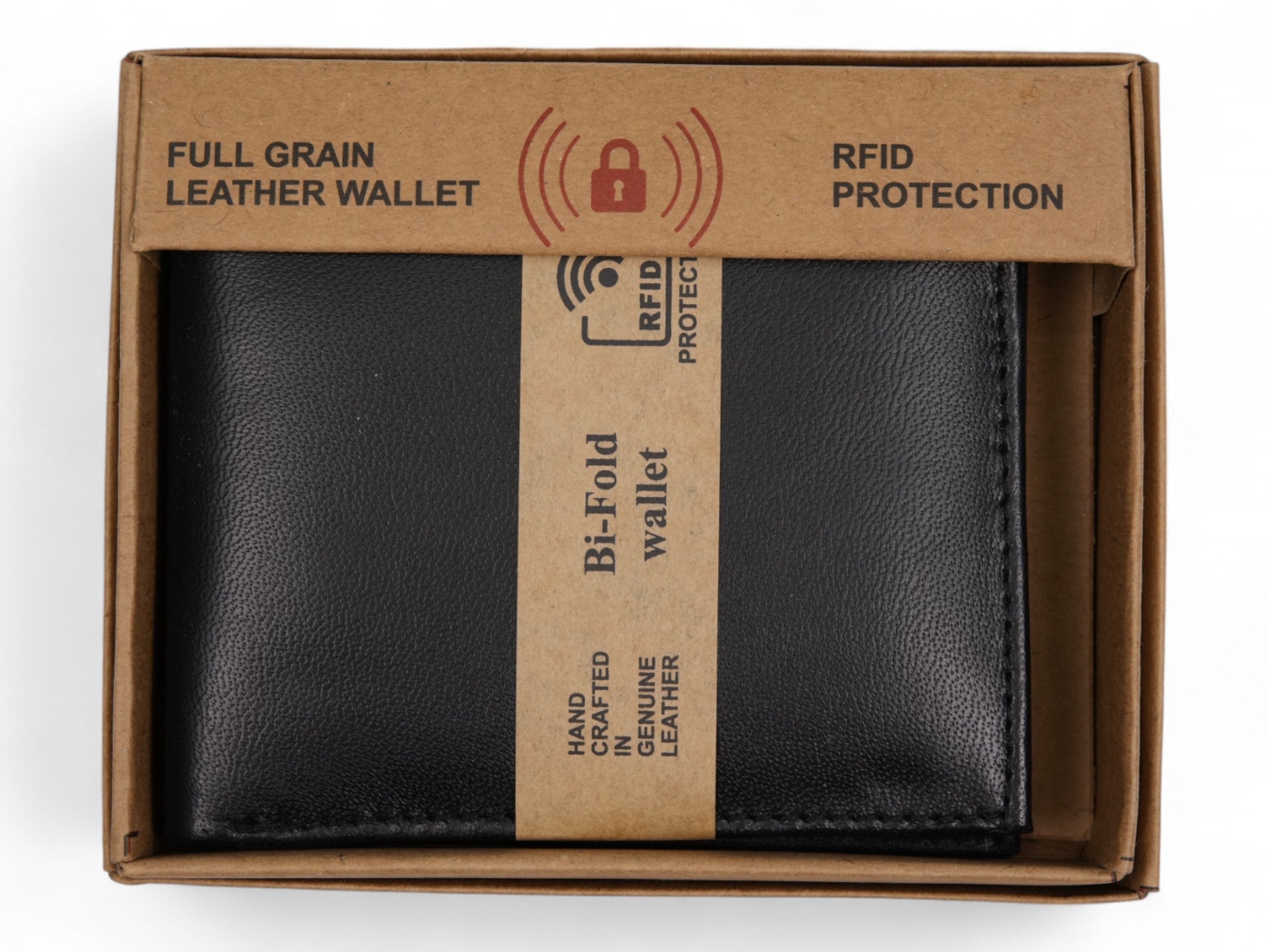 Black Leather Bi Fold Leather