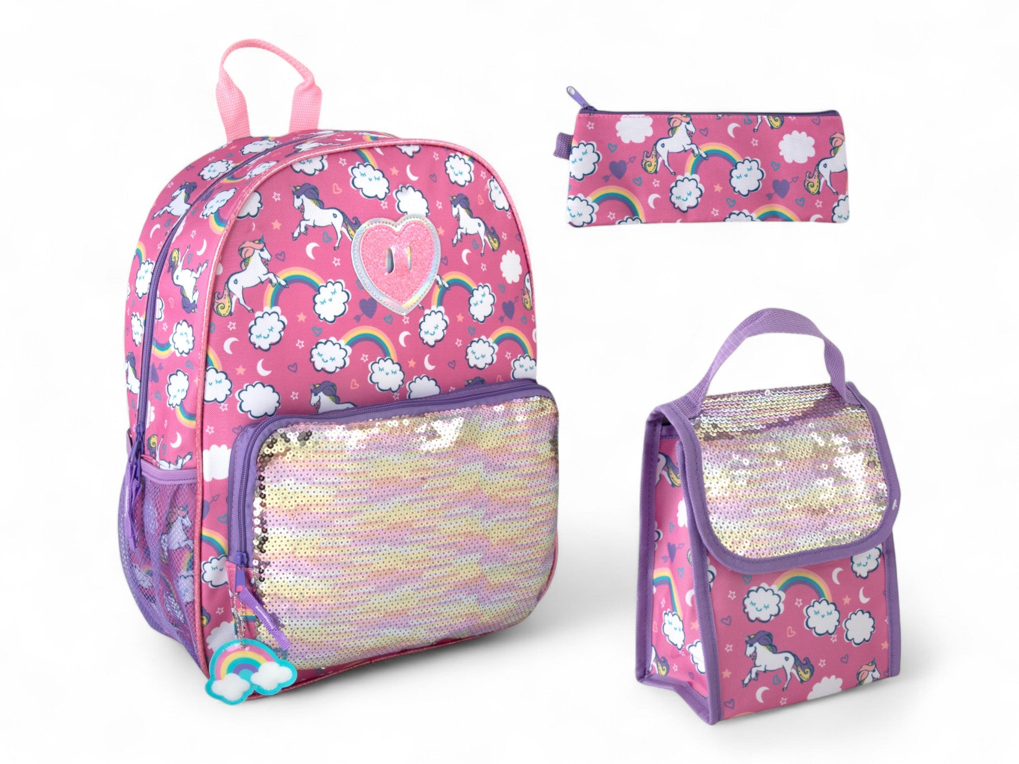 Unicorn Sequin Backpack and Accessories Set