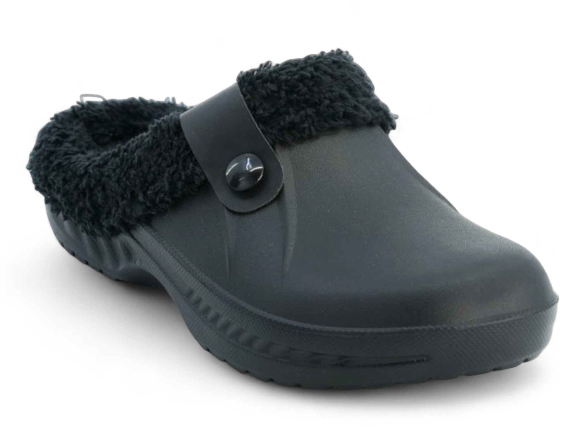 Women's Black Fleece Lined Slide Slipper
