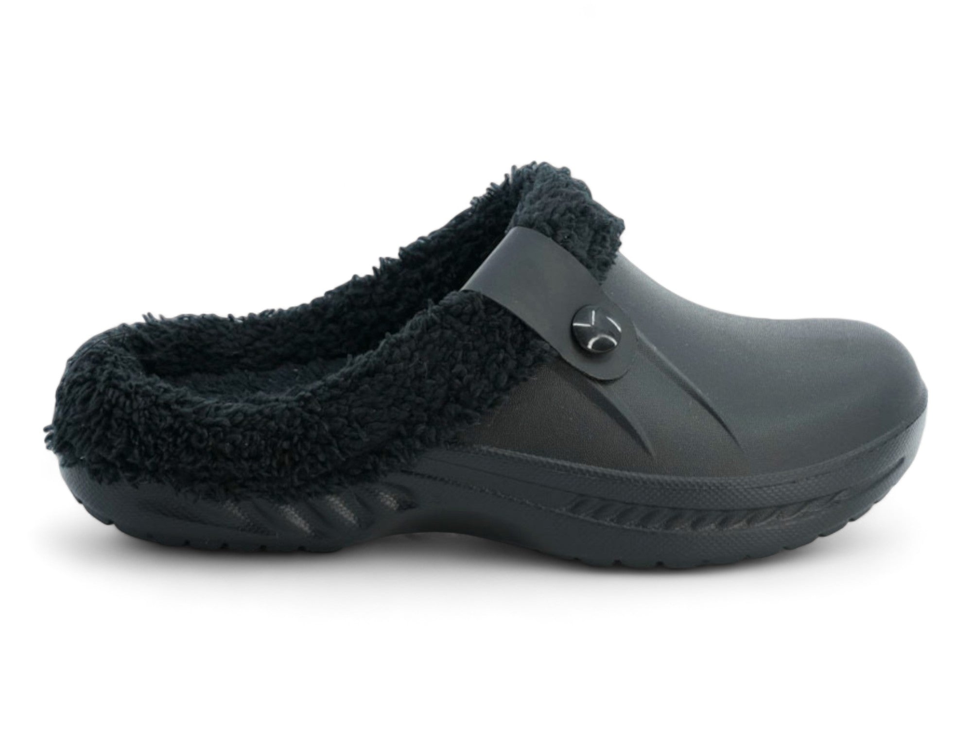 Women's Black Fleece Lined Slide Slipper