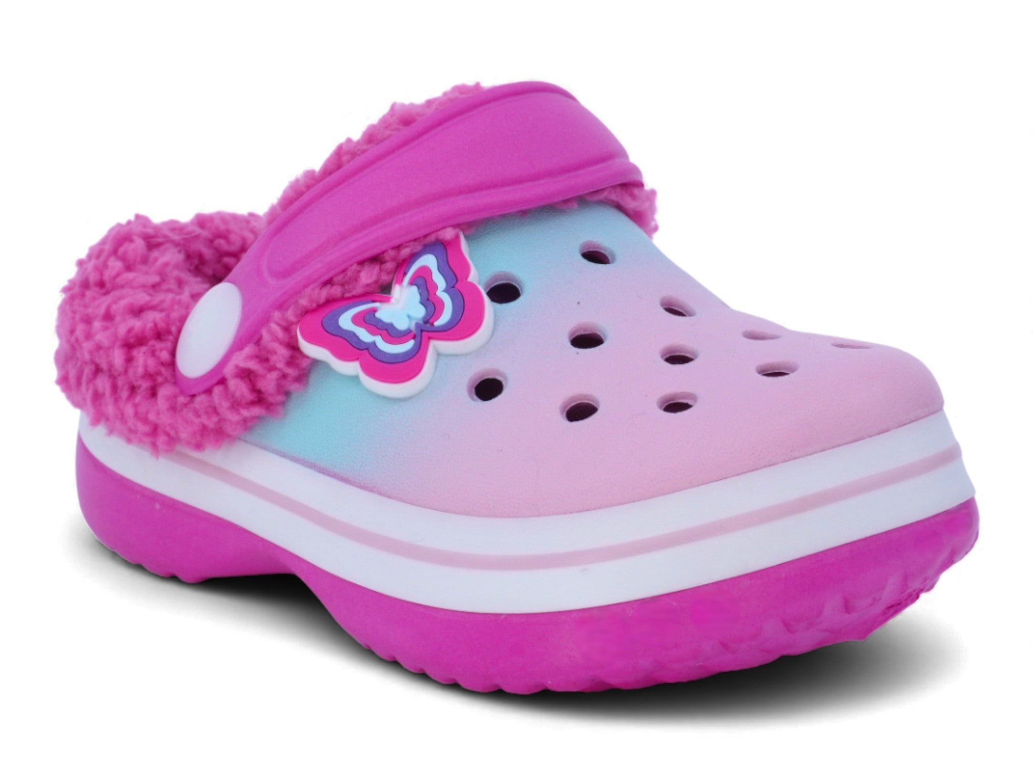 Toddler Pink Butterfly Fleece-Lined Clog