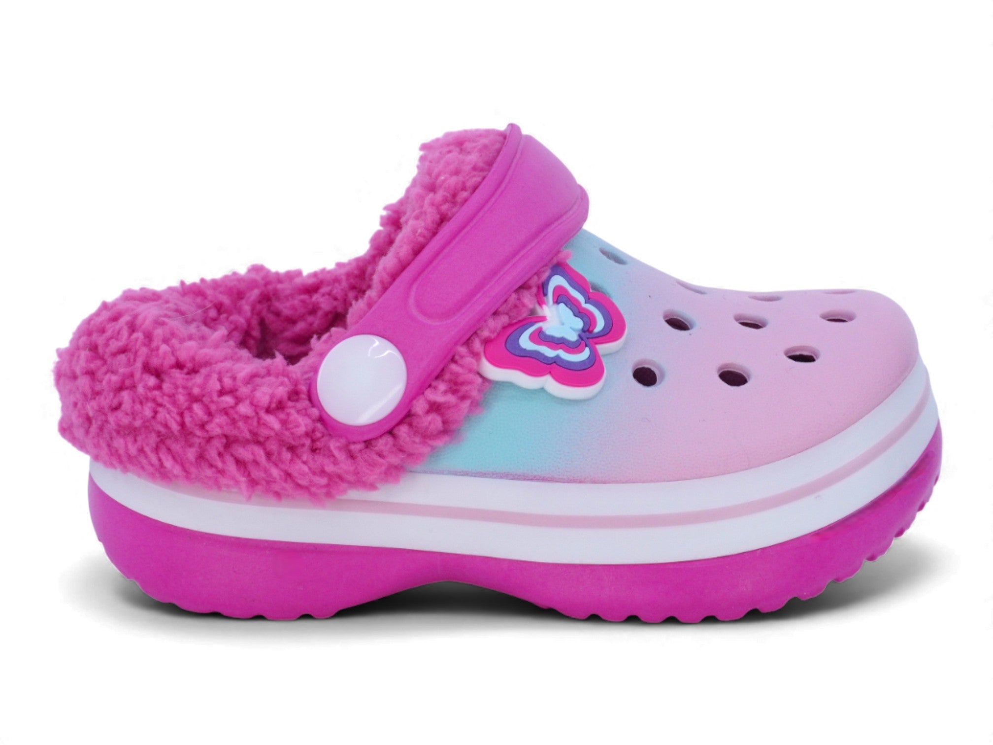 Toddler Pink Butterfly Fleece-Lined Clog