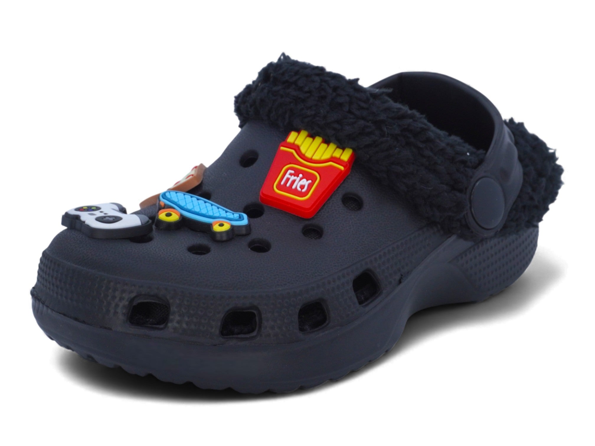 Boys' Black Charm Fleece-Lined Clog