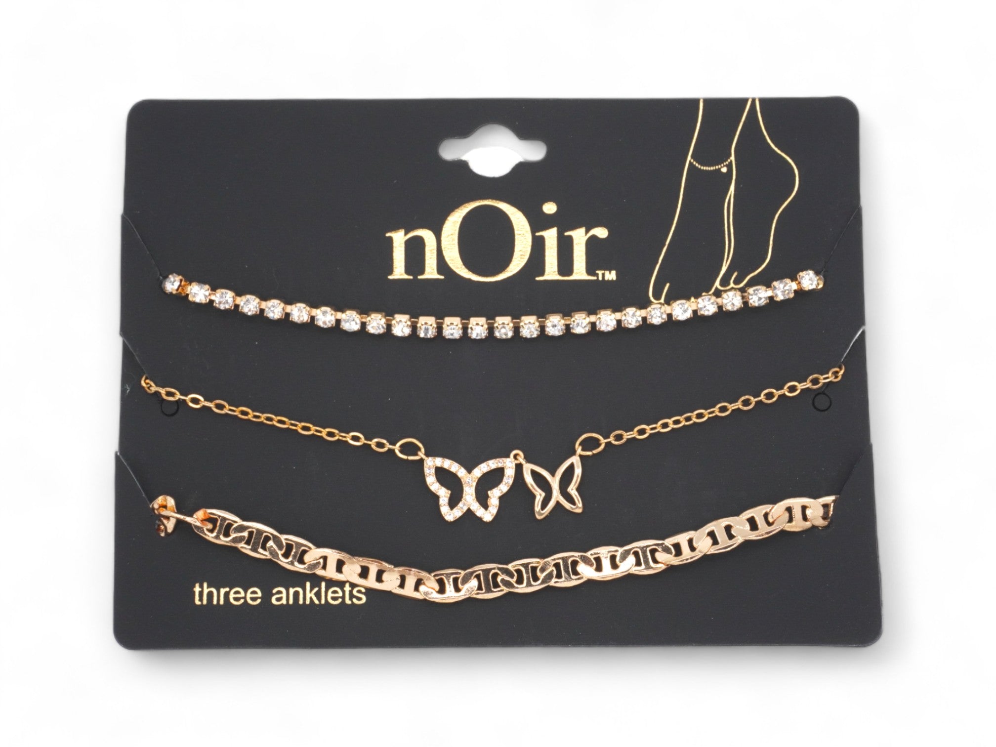 Gold Butterfly Anklets - 3 Pack