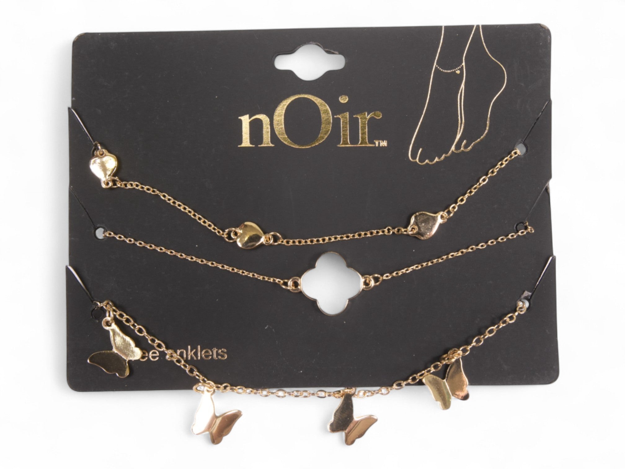 Gold Clover Anklet Set