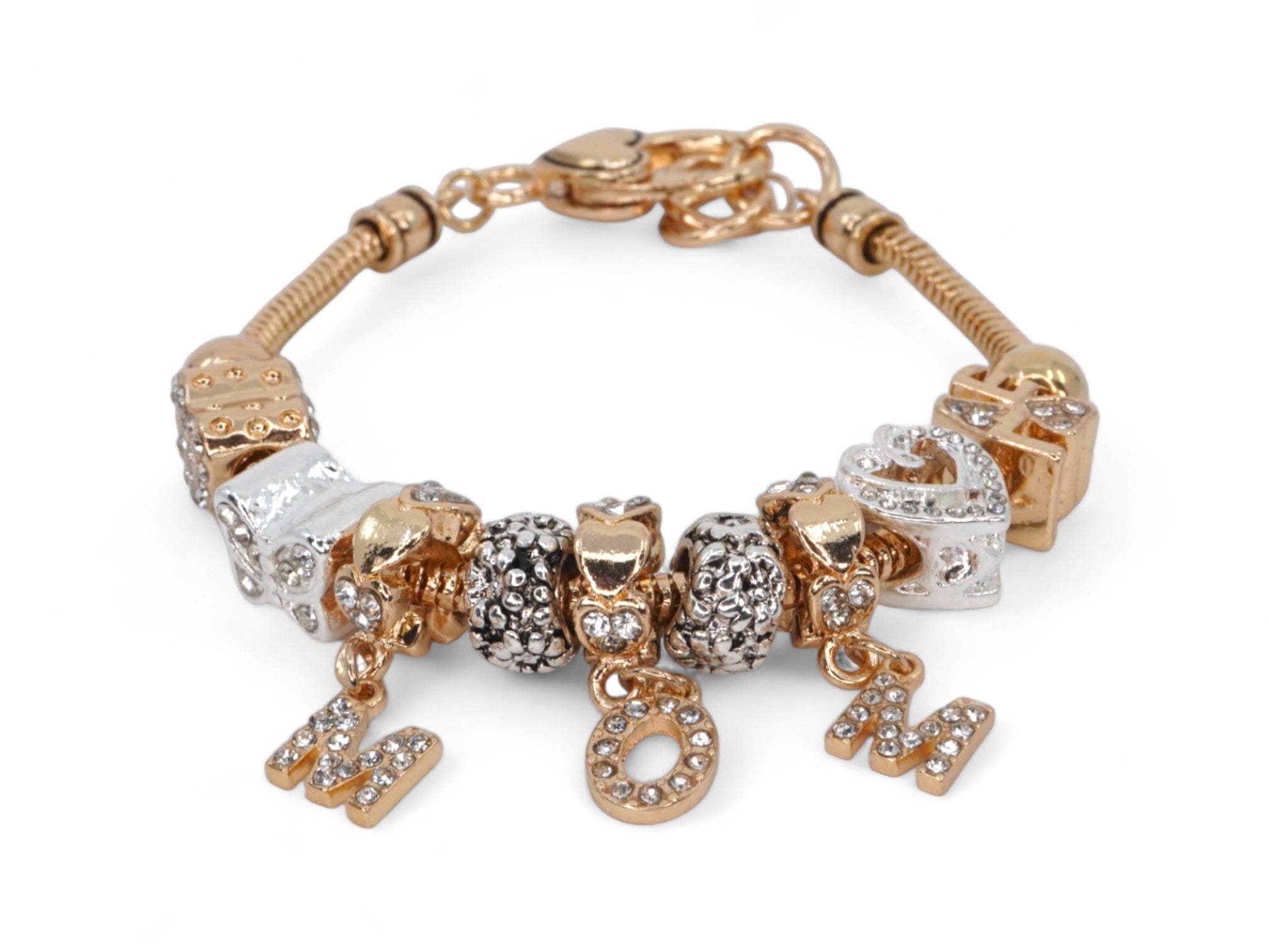 Gold "MOM" Charm Bracelet