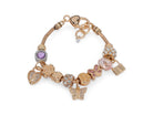 Gold Pink & Purple Butterfly Charm Bracelet