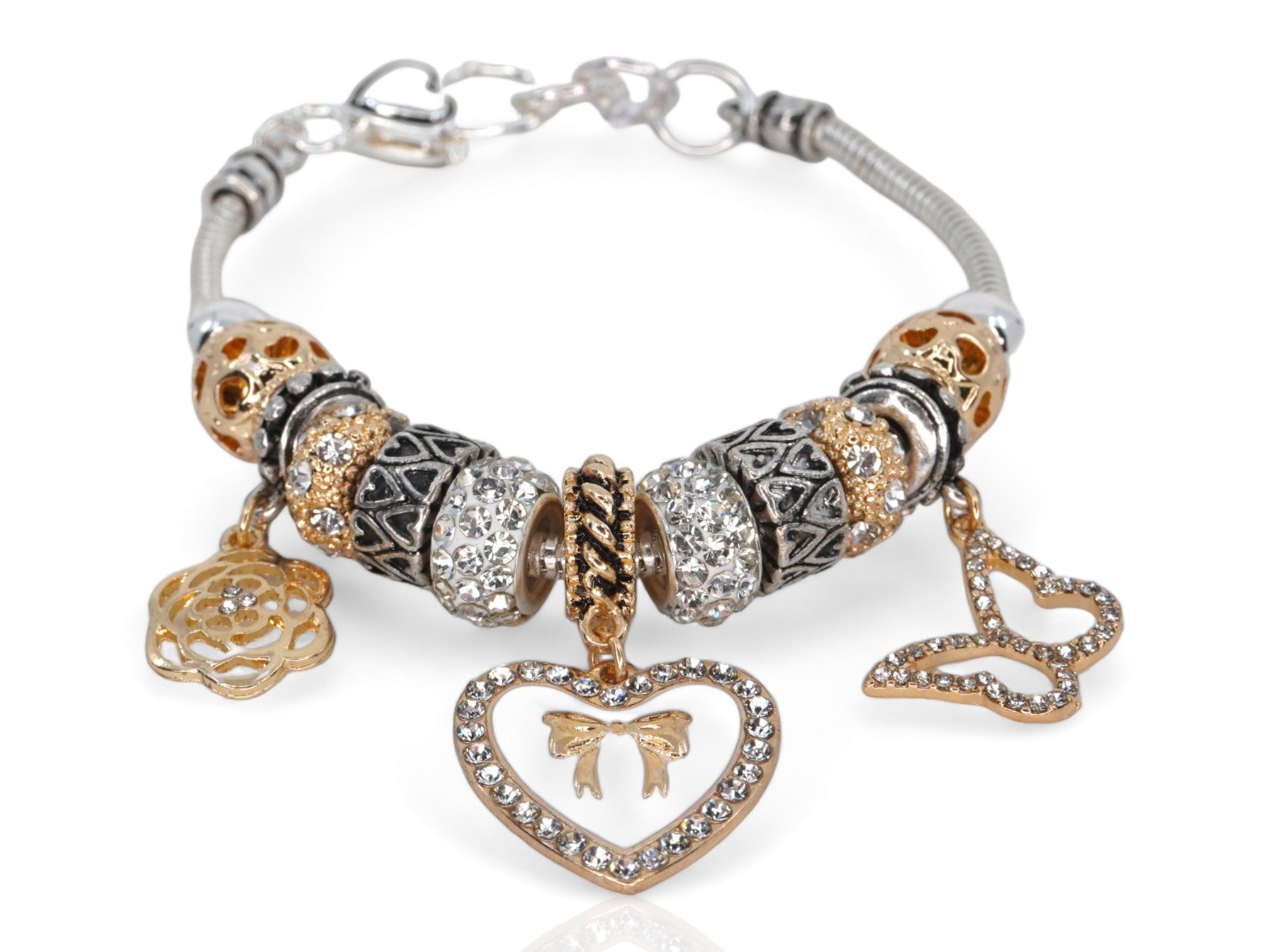 Butterfly Heart Charm Bracelet