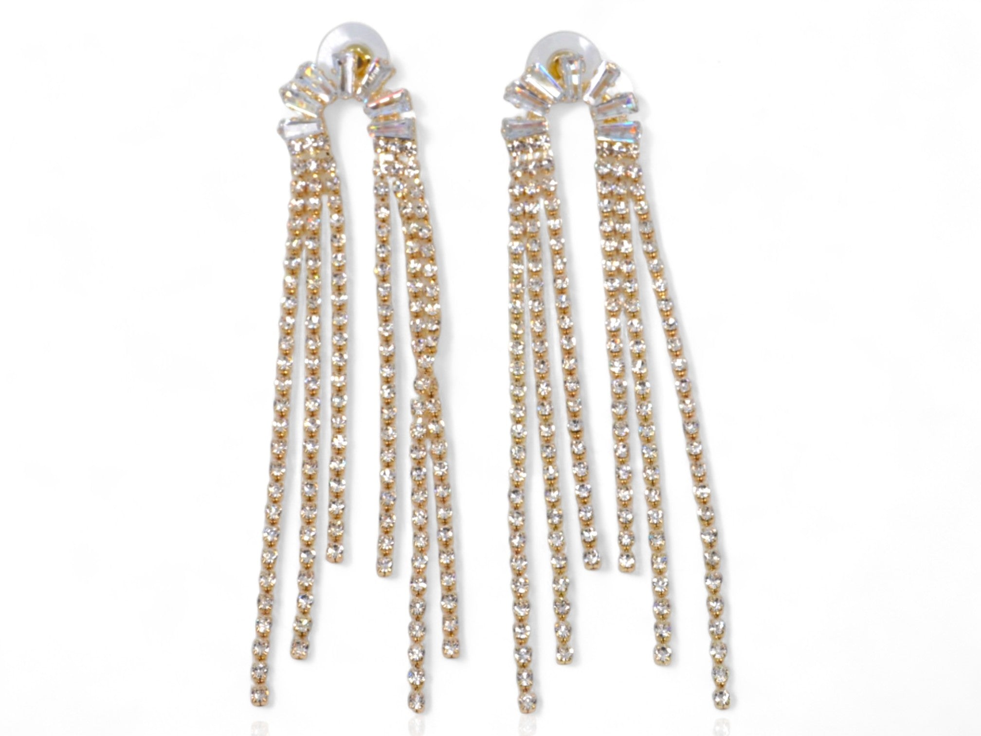 Gold CZ Drop Dangle Earrings