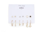 Star & Moon Gold Hoop and Stud Set - 6 Pairs