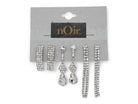 Silver Rhinestone Drop Earrings - 3 Pairs