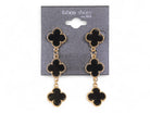 Black & Gold Clover Earring