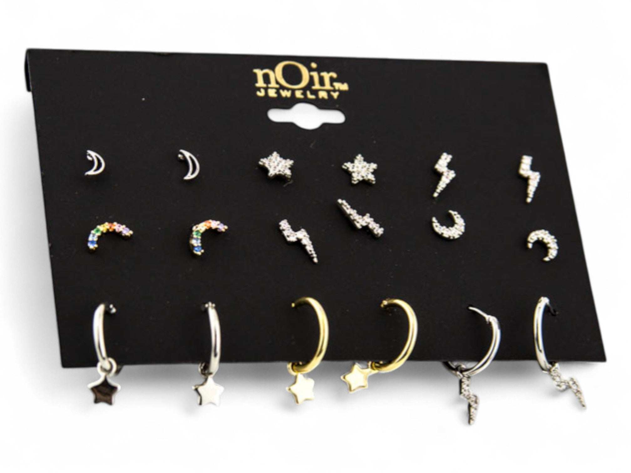 Silver Tone Stars Earring Set