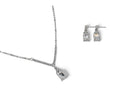 Silver Square Earring & Necklace Set