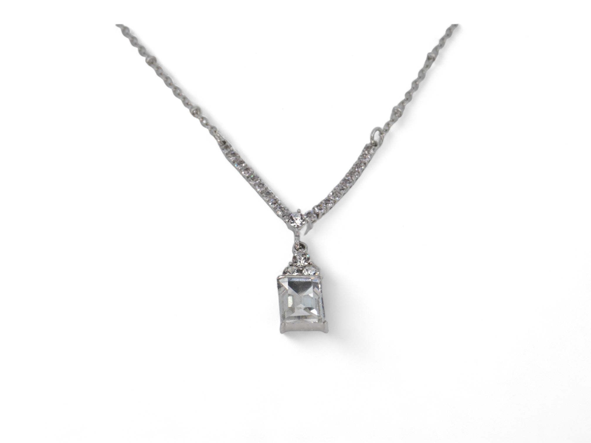 Silver Square Earring & Necklace Set