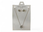 Silver Square Stone Necklace & Earring Set