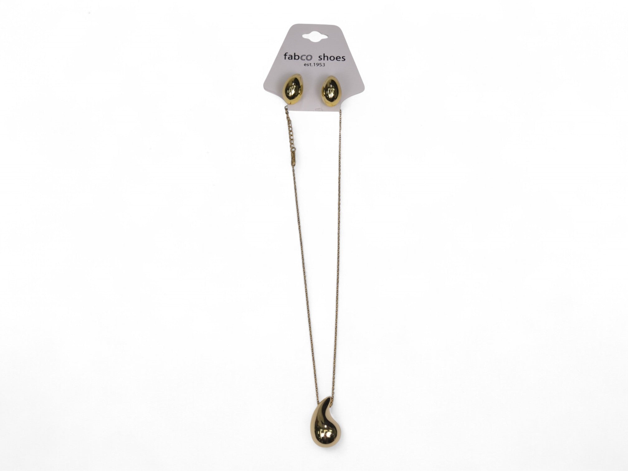 Gold Tear Drop Necklace Earring Set