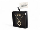 Gold Rhinestone Clover Necklace & Earring Set