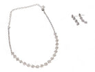 Silver Rhinestone Necklace & Drop Earring Set