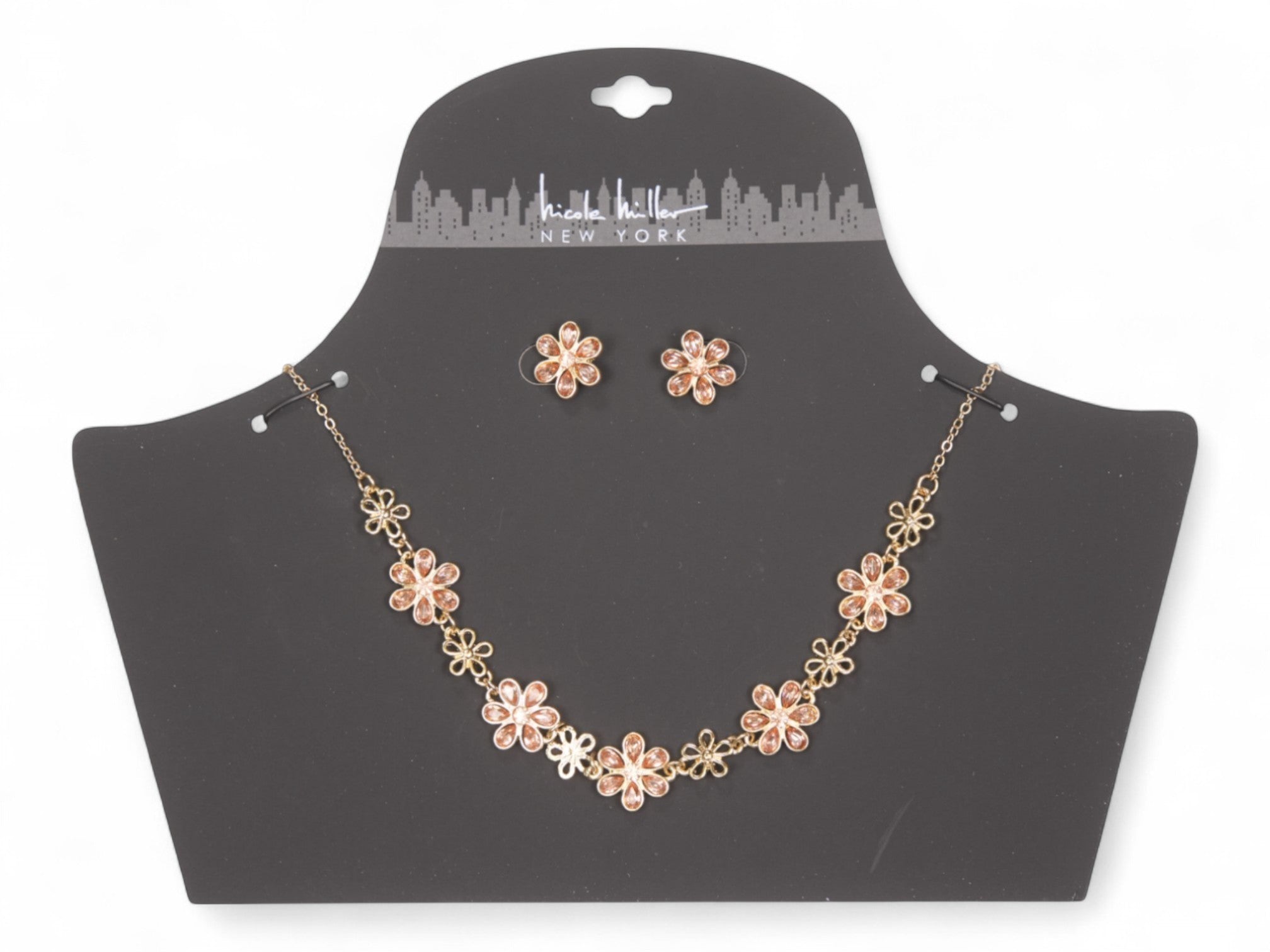 Gold Flower Necklace & Earring Set