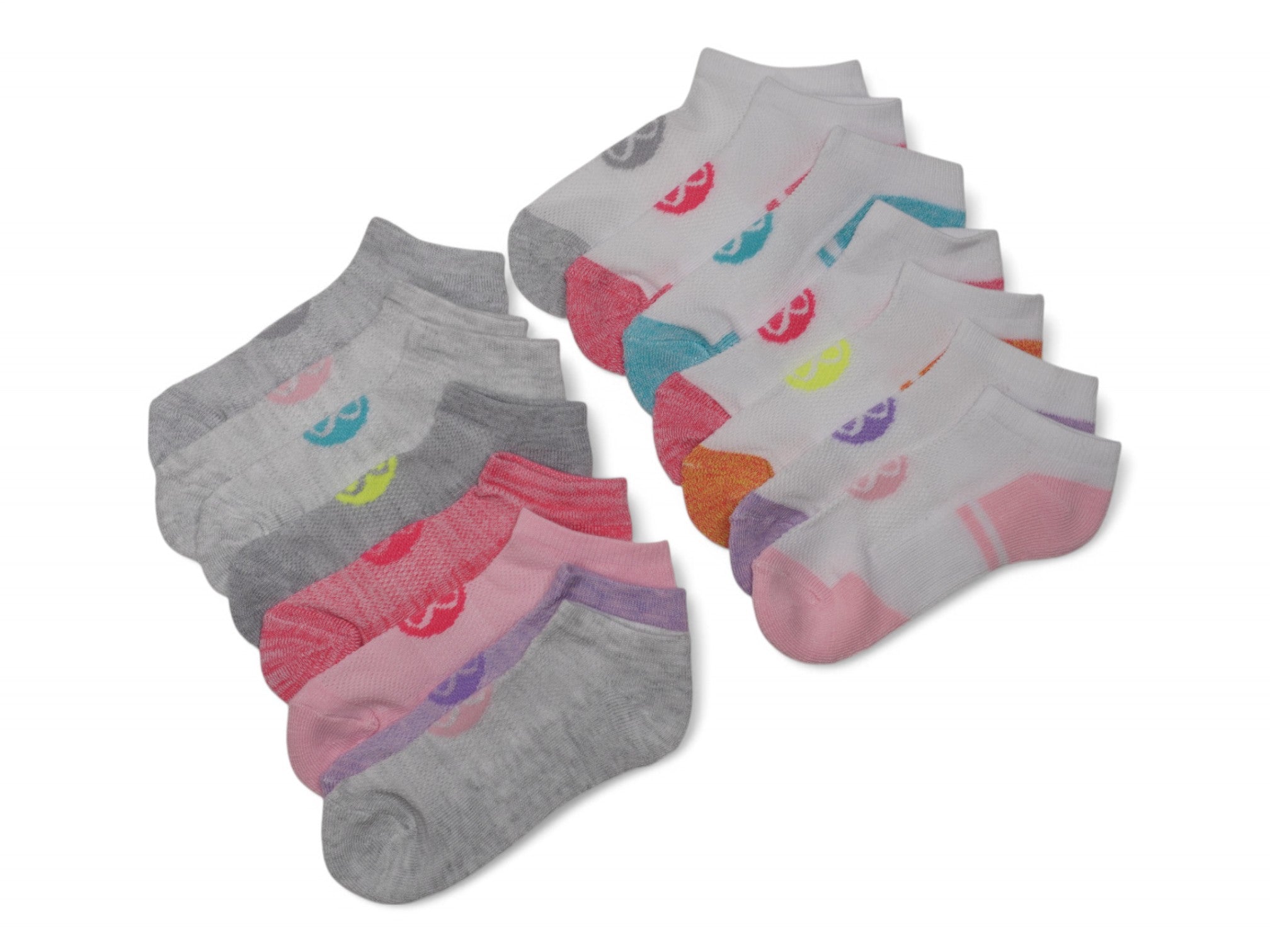 Girl's Pastel No Show Cushion Socks - 15 Pairs