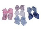 Girl's XL Denim Bow Clips - 7 Pack