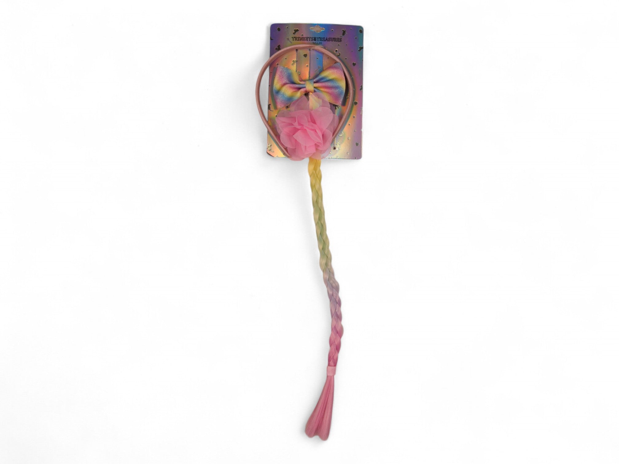 Girl's Rainbow Bow and Faux Hair Headband