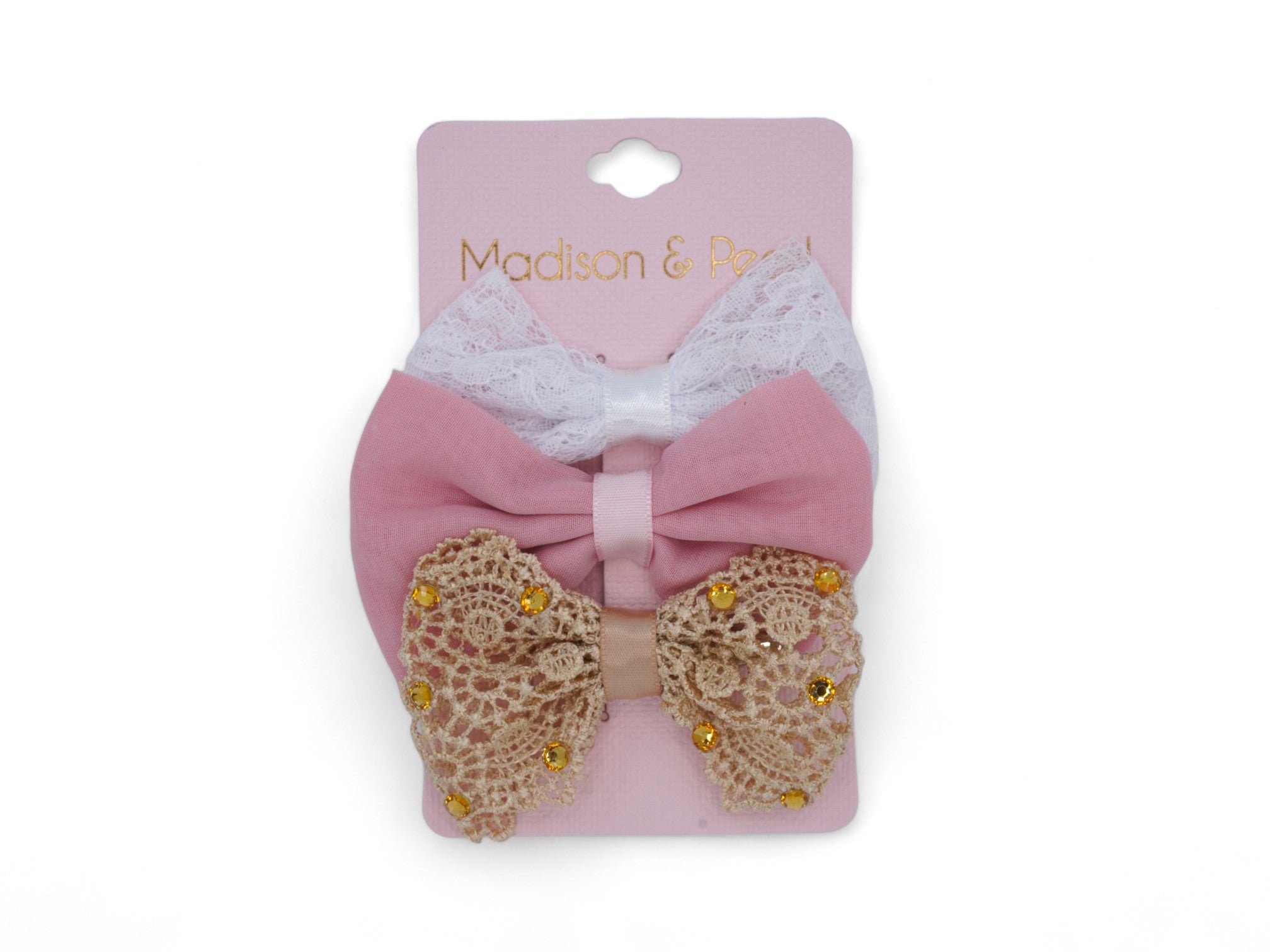 Girl's Neutral Crochet Hair Bows - 3 Pack