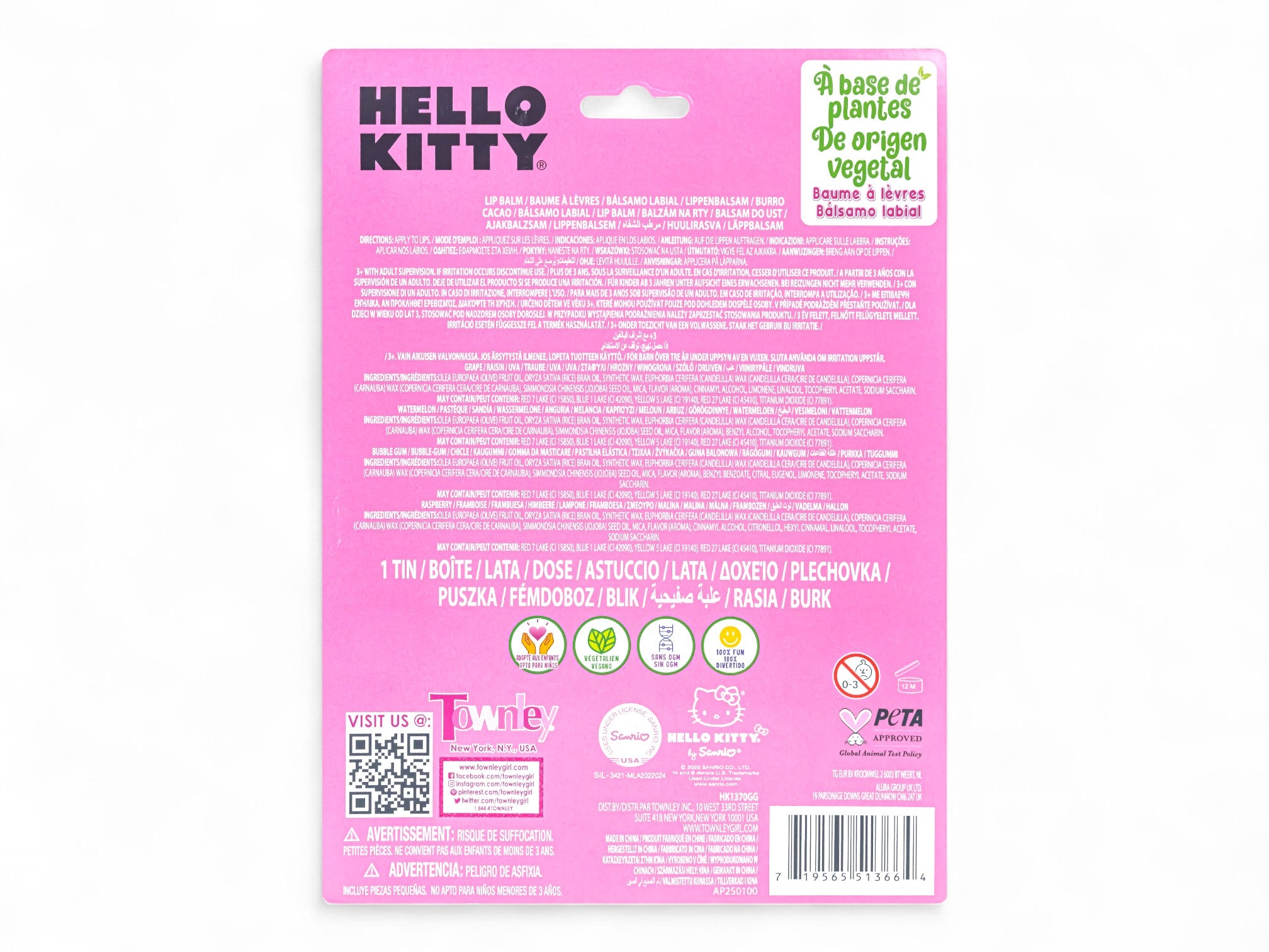 Hello Kitty 4 Pack Lip Balm Tin
