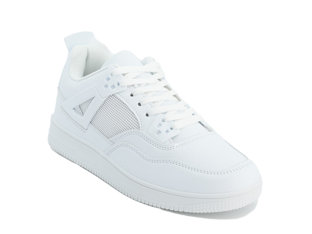 Women's White Netted Court Side Sneaker