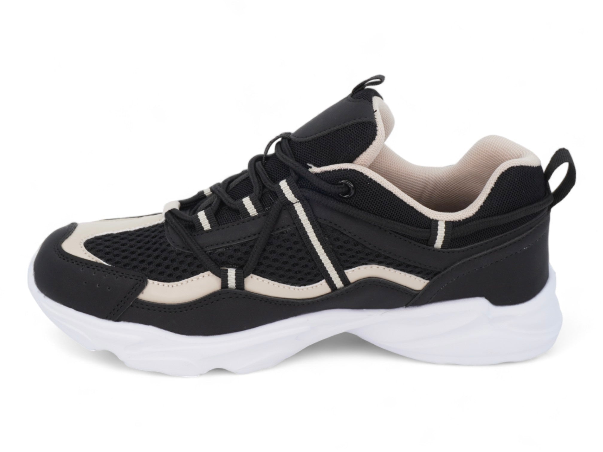 Women's Black & Beige Chunky Bungee Sneaker
