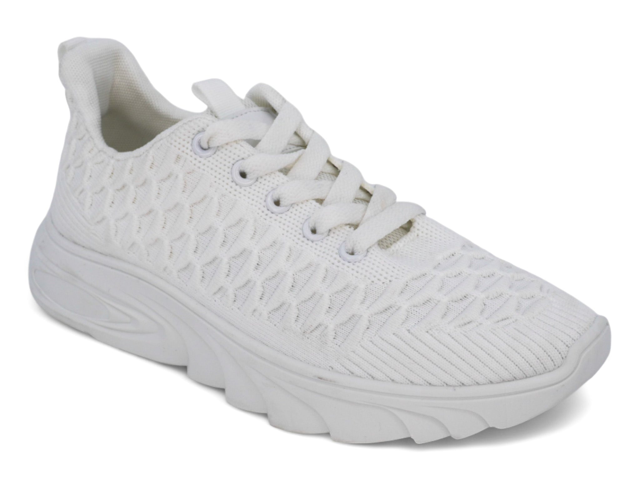 Women's White Textured Flyknit Sneaker